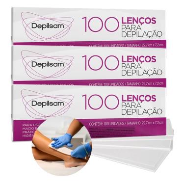 Imagem de Kit 3 Lenços para Depilação com Cera Roll'on 300 Folhas Branco Macio e Resistente Depilsam