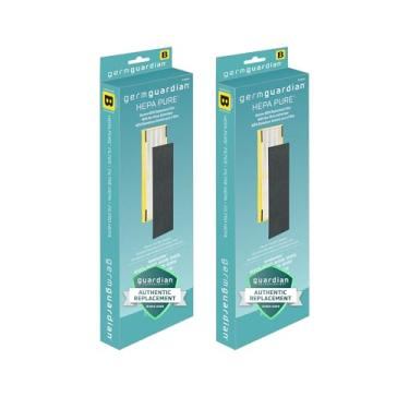 Imagem de GermGuardian Filtro purificador de ar HEPA Pure Genuine Filter B, remove 99,97% dos poluentes, fumaça Wildfire, odores, para AC4825, AC4300, AC4900, AC4880, AC4850, CDAP4500, pacote com 2, preto