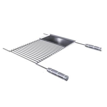 Imagem de Grelha Para Churrasco Em Aço Inox Com Chapa Auxiliar 70x58 Cm - QUALIN