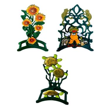 Imagem de Kit Suportes de Enrolador de Mangueira Flor Sapo Tartaruga Organizador de Jardim em Alumínio Fundido Gaspar