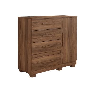 Imagem de Comoda New Florenca 4 Gavetas 1 Porta com Sapateira MDP Marrom Benetil Moveis