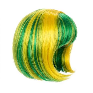 Imagem de Peruca Curta Chanel Verde Amarelo Brasil Festa Torcida