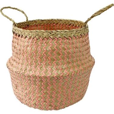 Imagem de Cesta Redonda L'Hermitage Fibra Natural Com Alça 32X26 Rosa 