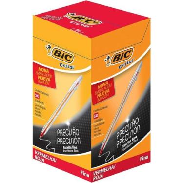 Imagem de Caneta Esferog BIC Cristal Precisão e Suavidade, Verm, Ponta Ultra Fin