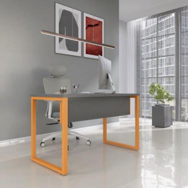 Imagem de Mesa Madeira M150/60P25TUB 150cm Industrial Grafito e Laranja Picasso 