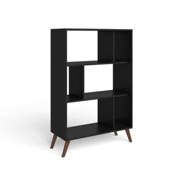 Imagem de Estante de Livros Retrô 81CMX124CM Nichos Rt 3015 Preto - Movelbento