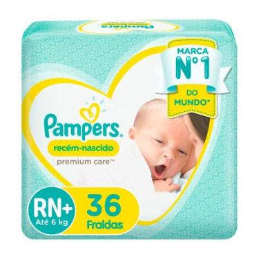 Imagem de Fralda Pampers Recém Nascido Tamanho RN+ 36 Unidades Descartáveis