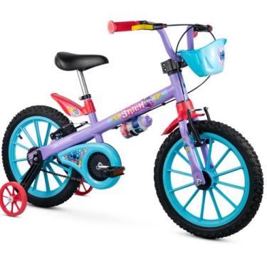 Imagem de Bicicleta Infantil com Rodinha aro 16 Stitch Menina Nathor, Azul, Bras