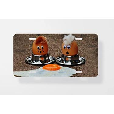 Imagem de Capa para placa de licença de pôster ovo de presente divertido vegano - Capa para placa de carro - Capa de moldura para placa de carro - 15 x 30 cm