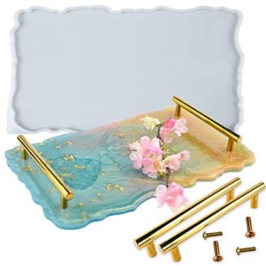 Imagem de Bandeja de silicone de resina epóxi com alças, retangular irregular 31,5 x 17,5 cm