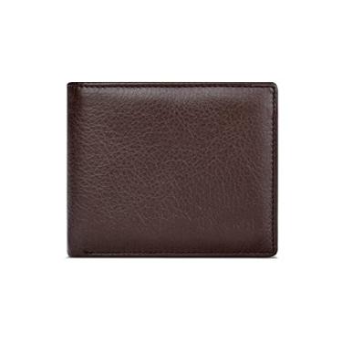 Imagem de Carteiras de couro, carteiras masculinas ultrafinas, bolsas de moedas de couro macio, carteiras curtas com vários cartões - Puce
