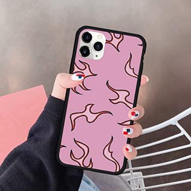 Imagem de Capa de telefone para iPhone 12 mini 11 Pro 7 X XS MAX XR SE20 8 6Plus Capa dura de silicone com estampa de fogo rosa, estilo 2, para iPhone X