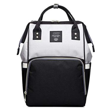 Imagem de Bolsa de fraldas multifuncional para cuidados com bebês Bolsas de fraldas largas abertas Grande Capacidade Bolsas de viagem Mochila de viagem Impermeável Leve, Black/Grey, SIZE(L*W*H):9.8*6.7*14.6in