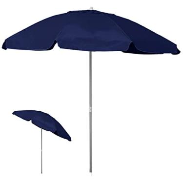 Imagem de Guarda Sol Bagum Alumínio 2,4m Articulável Praia Piscina Camping Azul Marinho - 12118 Belfix