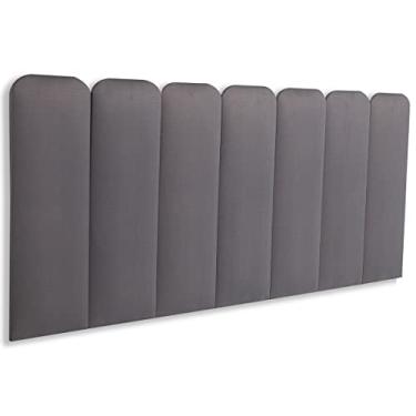 Imagem de Cabeceira Cama Box Casal Arredondada 140 x 60 Cm 7 Placas Blu Interiores (SUEDE Cinza)