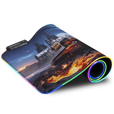 Imagem de Mouse Pad Gamer Grande Personalizado Led Rgb 80x30cm Speed Micro Liso Fibra Borda Costurada para Teclado Mouse