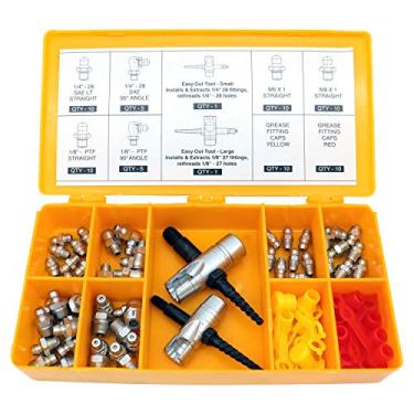 Imagem de LockNLube Kit completo de substituição de graxa - SAE e Zerks métricos, multiferramentas, tampas de encaixe