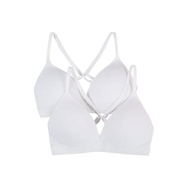 Imagem de Fruit of the Loom Sutiã feminino sem costura com bojo macio, pacote com 2, Branco/Branco, 36