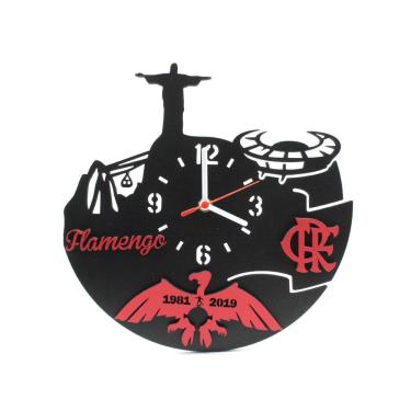 Imagem de Relógio de Parede Decorativo - Flamengo Libertadores 3D Preto com Vermelho