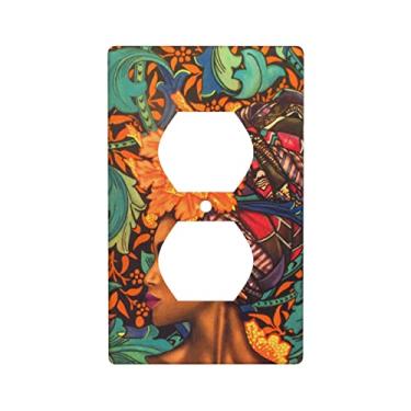 Imagem de Placa de parede dupla para tomada de dispositivo duplex de 1 entrada, para mulheres afro-americanas, arte decorativa dupla para tomada elétrica, tamanho 11,4 x 7 cm