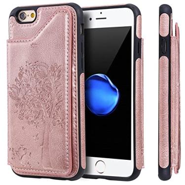 Imagem de Capa de couro com aleta de luxo para iPhone 12 11 13 Pro Max XR XS X SE 2020 6 6S 7 8 Plus Wallte porta-cartões com capa para telefone, ouro rosa, para iPhone 7Plus 8Plus