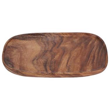 Imagem de Bandeja de servir de madeira, bandeja de alimentos bandeja de armazenamento de madeira irregular bandeja decorativa para servir lanches organizador de frutas acessórios de mesa decoração de prato de comida rápida (30 x 20 cm)