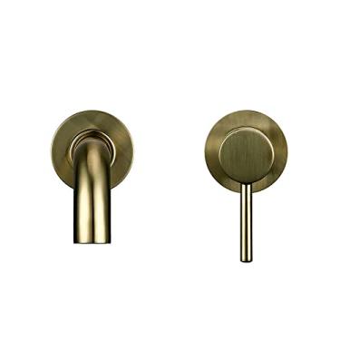 Imagem de Lavatório torneira do banheiro água quente e fria montagem na parede misturador pia torneira giratória banho com alça de alavanca única, bronze escovado, 210mm, China