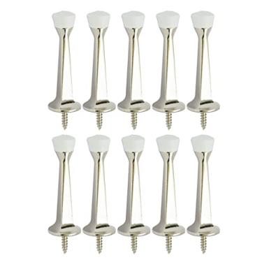 Imagem de QCAA — Parada de porta rígida sólida resistente, 7,6 cm, molde de zinco, 10 Pack, Nickel Plated