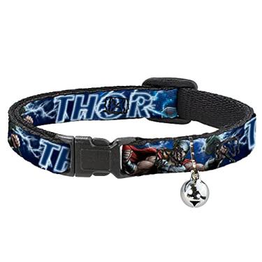 Imagem de Buckle-Down Coleira Para Gatos Avengers Thor Hammer Action Pose Galaxy Blues Branco 20 A 30 Cm 1 27 Cm De Largura