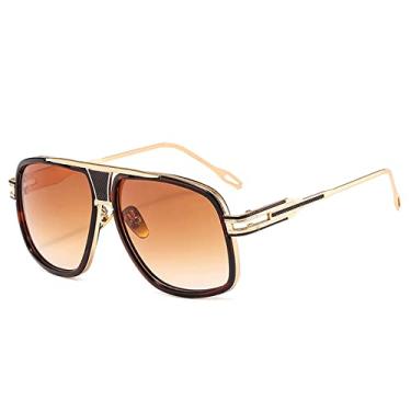 Imagem de Óculos de sol quadrados grandes vintage masculinos designer de luxo metal sombras de condução Steampunk óculos masculinos da moda óculos uv400, chá marrom, tamanho único