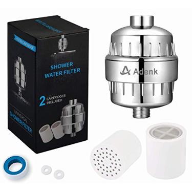 Imagem de Filtro de chuveiro de 15 estágios – Filtro de cabeça de chuveiro de água dura com 2 cartuchos de filtro substituíveis – Remove metais pesados de cloro e outros sedimentos, o amaciante de água de vitamina C reduz a coceira seca da pele