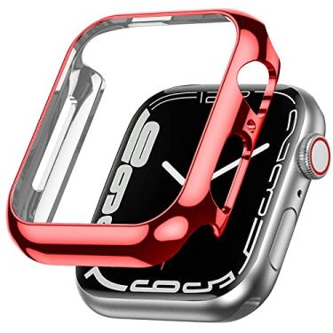 Imagem de Miimall Compatível com Apple Watch Series 7 45 mm Moldura rígida PC [Sem protetor de tela] Capa de proteção à prova de choque leve fina para Apple Watch 45 mm Series 7 (Vermelha)