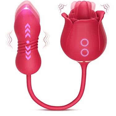 Imagem de Vibrador de brinquedo rosa para mulheres - Vibrador 3 em 1 estimulador clitoriano lambendo a língua com 9 modos, brinquedo sexual adulto, clitóris clitóris clitóris para mulheres homens casal