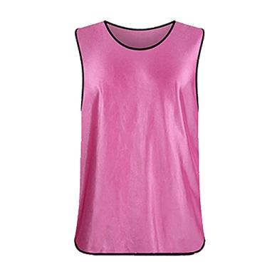 Imagem de Coletes sem mangas Scrimmage camisas de grupo de basquete respiráveis futebol treino de equipe pinhetes de futebol para homens mulheres 6 peças, rosa, tamanho grande