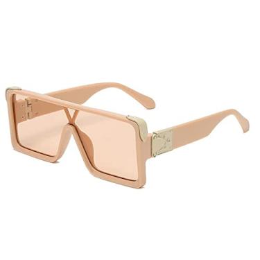 Imagem de Óculos de sol quadrados vintage de uma peça para mulheres moda rosa gradiente plano óculos de sol masculinos chique hip hop óculos grandes preto, rosa rosa, tamanho único