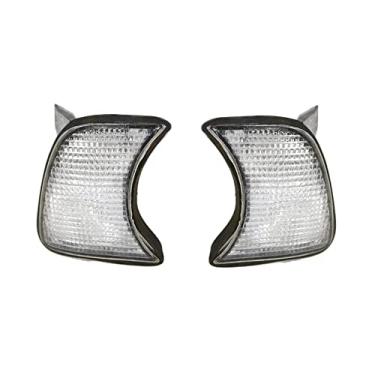 Imagem de TOTMOX Indicador de cantos frontais esquerdo e direito, sinal de seta amarelo e branco, luz de seta frontal, lâmpada de canto do carro, compatível com BMW Série 5 E34 1987-1996, 63131384033 63131384034