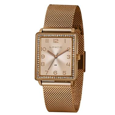 Imagem de Relógio Feminino Lince Quadrado Rose C/Strass Pulseira Milanese LQR4665L R2RX