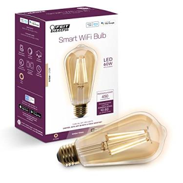 Imagem de Feit Electric Lâmpada inteligente LED vintage ST1960/FIL/AG 60 Watt regulável, sem necessidade de hub, Alexa ou Google Assistant ST19 Edison, 13,7 cm A x 6,3 cm D, âmbar 2100K