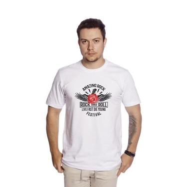 Imagem de Camiseta Casual Masculina Estampada 6 Rock N Roll Leve Básica- C003 -