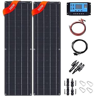 Imagem de Kit De Painel Solar De 600 W 2 X 300 W ETFE Painel Solar Flexível Painéis Solares Dobráveis ​​12 V / 24 V Controlador De Bateria Solar Portátil Monocristal,Acessórios Para Chapéus Cc 400w,Collect