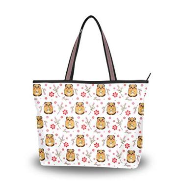Imagem de ColourLife Bolsa tote com alça superior Kawaii Anime sorrindo urso bolsa de ombro para mulheres e meninas, Multicolorido., Large