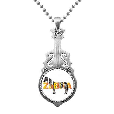 Imagem de OFFbb-USA Pingente de cavalo listrado preto branco pastagem joia música guitarra Torque Hangtag