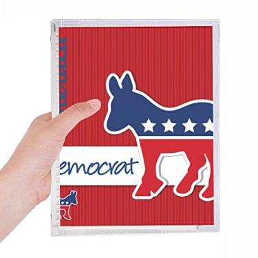 Imagem de Caderno Democrata, com emblema de burro Americano, diário de folhas soltas recarregável, papelaria
