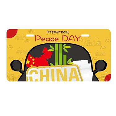 Imagem de DIYthinker China Mapa de bambu amarelo China Town, placa de carro decoração Dia da Paz