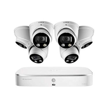 Imagem de Lorex 4K Ultra HD de 8 canais Fusão 2TB Sistema NVR com 6xE892DD Dome inteligente Dissuasão 4K câmeras IP, 150ft Night Vision, CNV, Áudio, Lorex Início