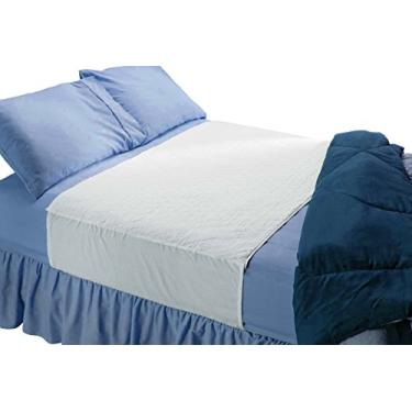 Imagem de Almofada de cama absorvente estilo sela com laterais dobradas (86 x 132 cm) – impermeável lavável 300 x para incontinência e proteção interna reutilizável (Full, Queen) – Bebê, criança, adulto – Saúde da sequóia