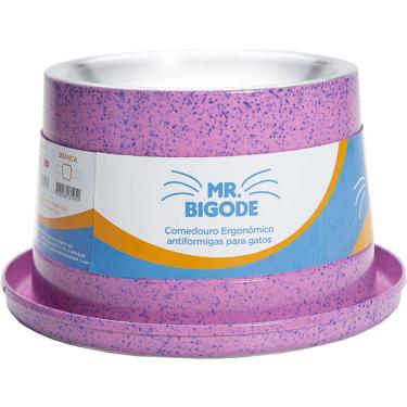 Imagem de Comedouro Ergonômico NF Pet Mr. Bigode Júnior Antiformigas Rosa para Gatos - 140 mL