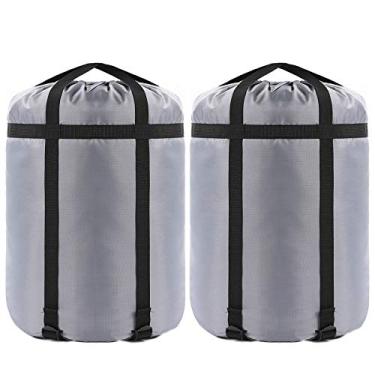 Imagem de Bolsa de compressão Borogo, saco de dormir, 24 l/36 l/46 l, bolsa organizadora de armazenamento de coisas à prova d'água, para acampamento, caminhada, mochila para viagem, ótima bolsa de dormir, roupas para acampar, Grey 46L 2-PACK