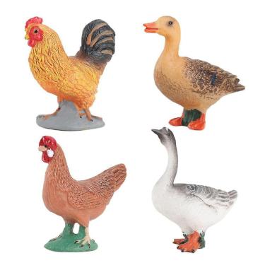 Imagem de 4pcs aves realistas fazenda animal modelo figurines miniatura