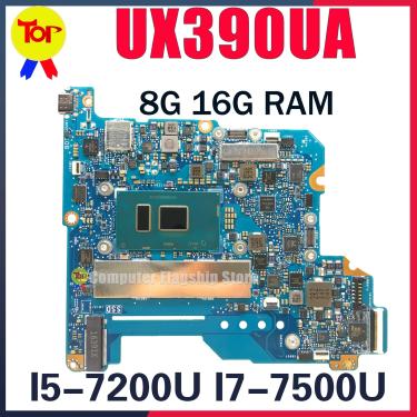 Imagem de Placa-mãe portátil UX390U para ASUS ZenBook UX390UA UX390UAK UX390UAF I5-7200U 16G ou 8G Mainboard